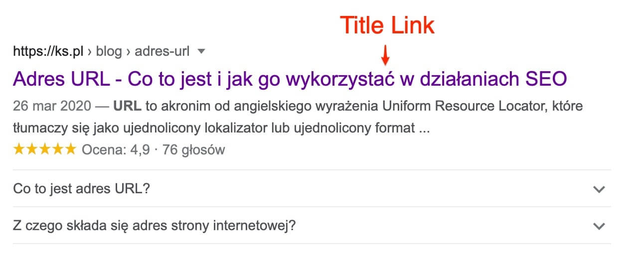 title link w Google