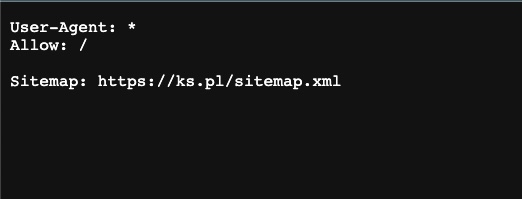 Przykładowy zapis pliku sitemap.xml dla domeny ks.pl