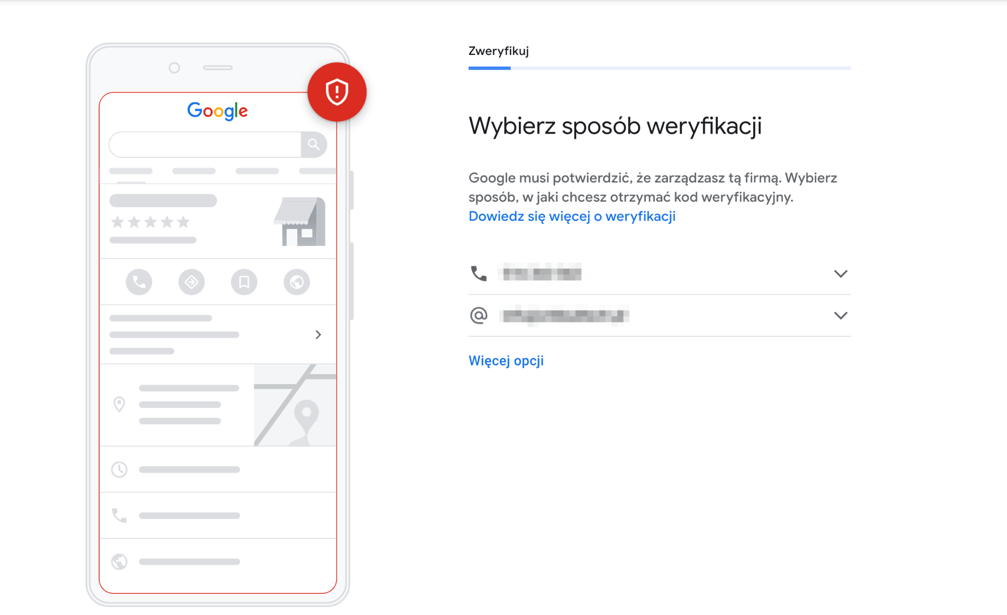 weryfikacja profilu firmy Google przez telefon
