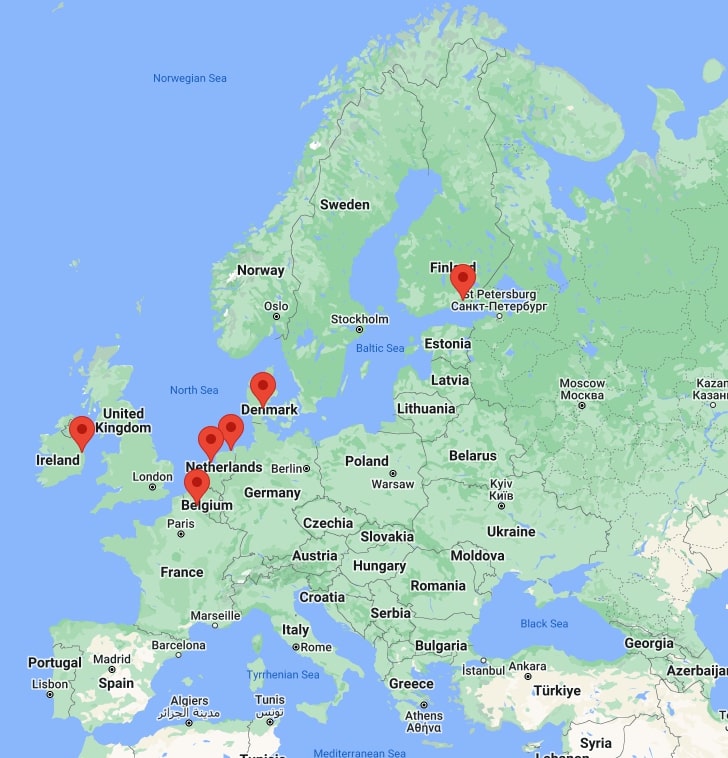 Mapa przedstawiająca rozmieszcenie Data Center w Europie