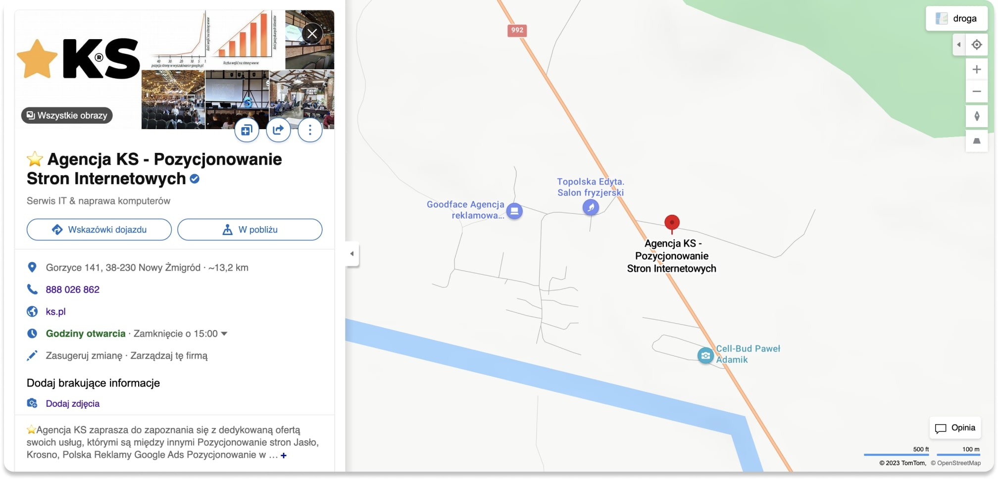 Mapy Bing - wizytówka Agencji KS
