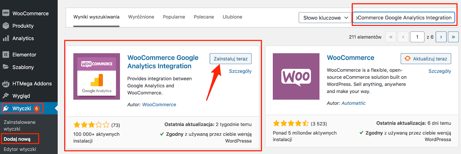 instalacja wtyczki e-commerce w Wordpressie