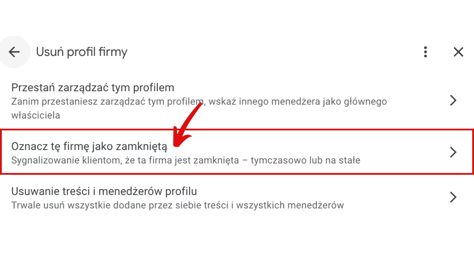 Oznacz tę firmę jako zamkniętą