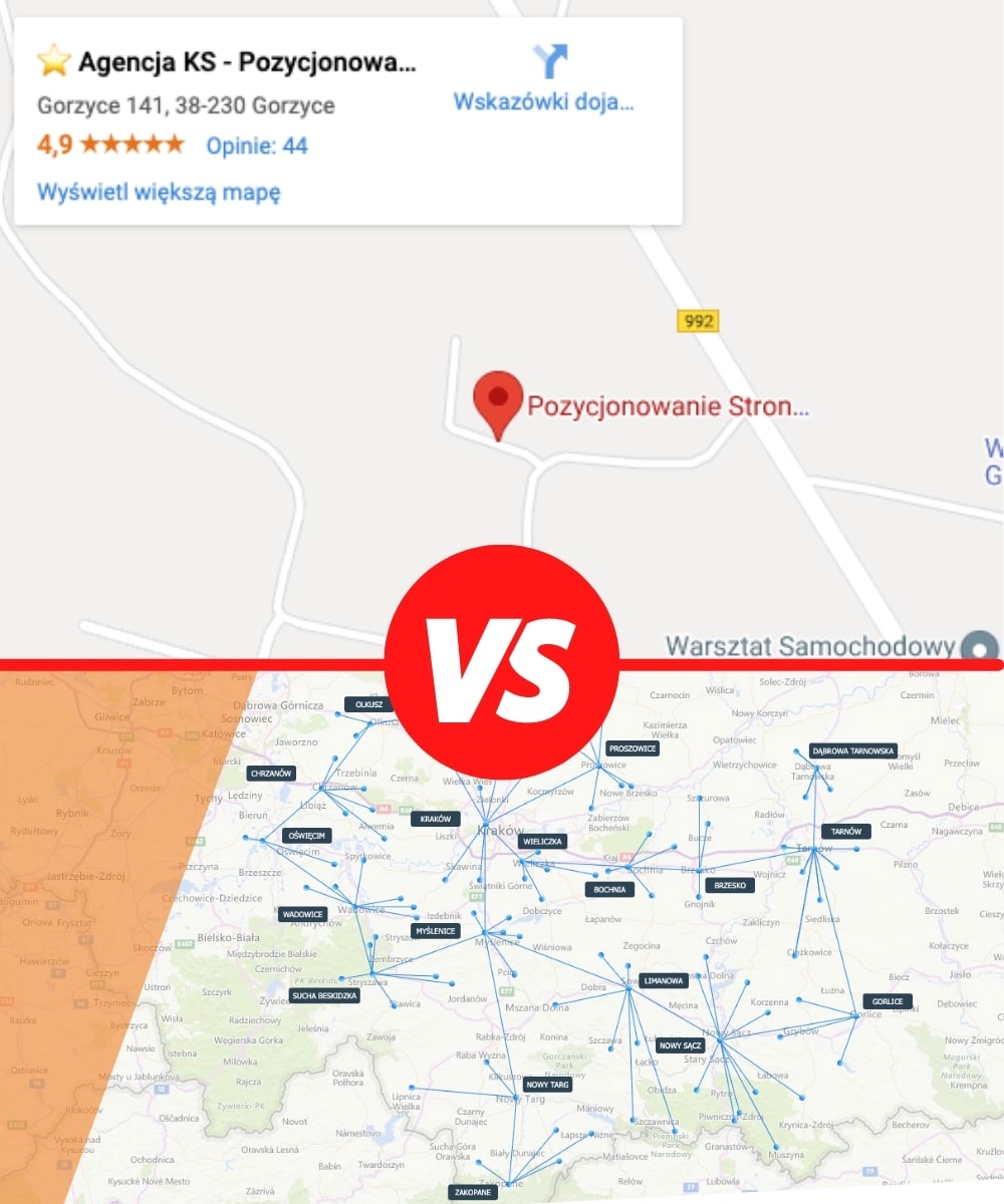 Różnice między zwykłą mapą a mapą z API